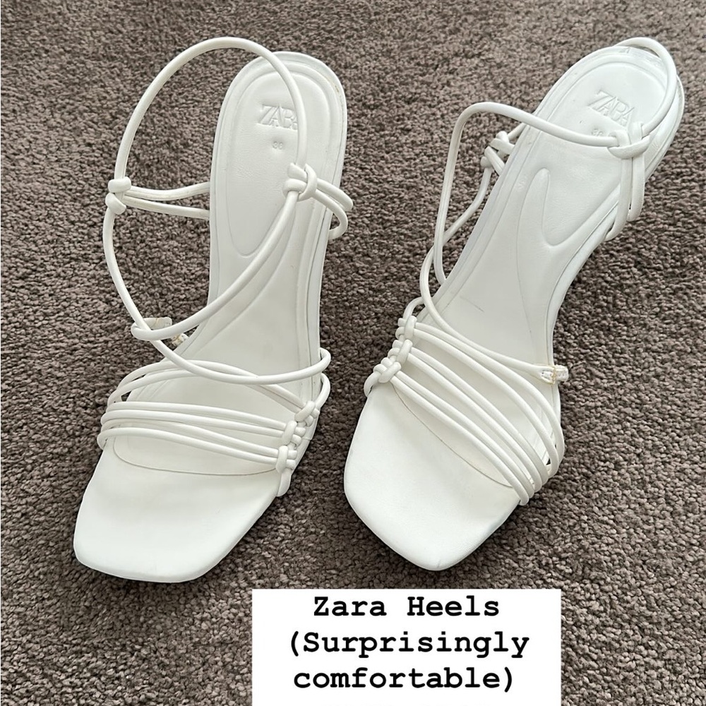 Zara White Stiletto Heels with Strappy Design